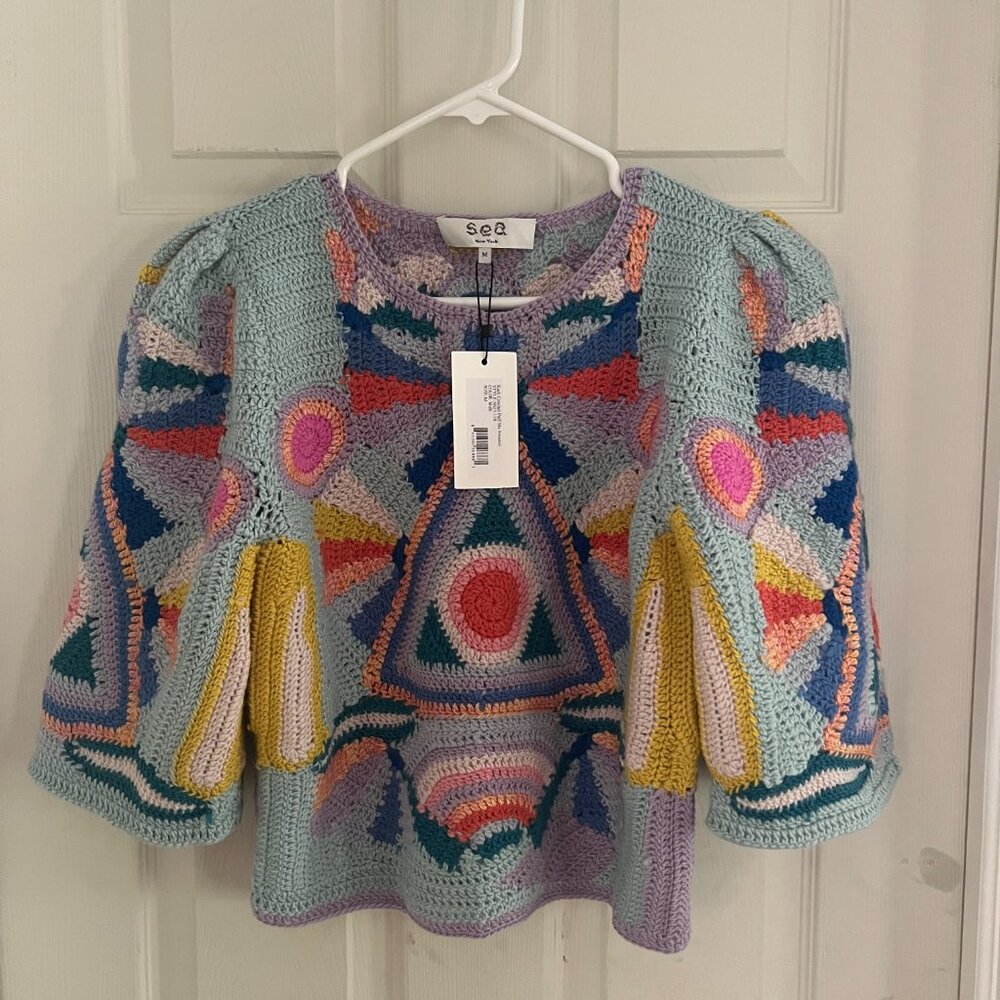 Sea - Karli Crochet Puff Sleeve Sweater - Never Worn - Size: Medium - Picture 3 of 7